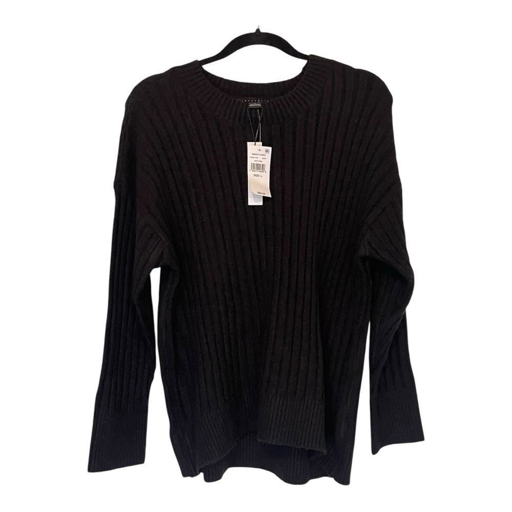 Sanctuary NWT Black Ribbed Crew Neck Sweater - Picture 10 of 13